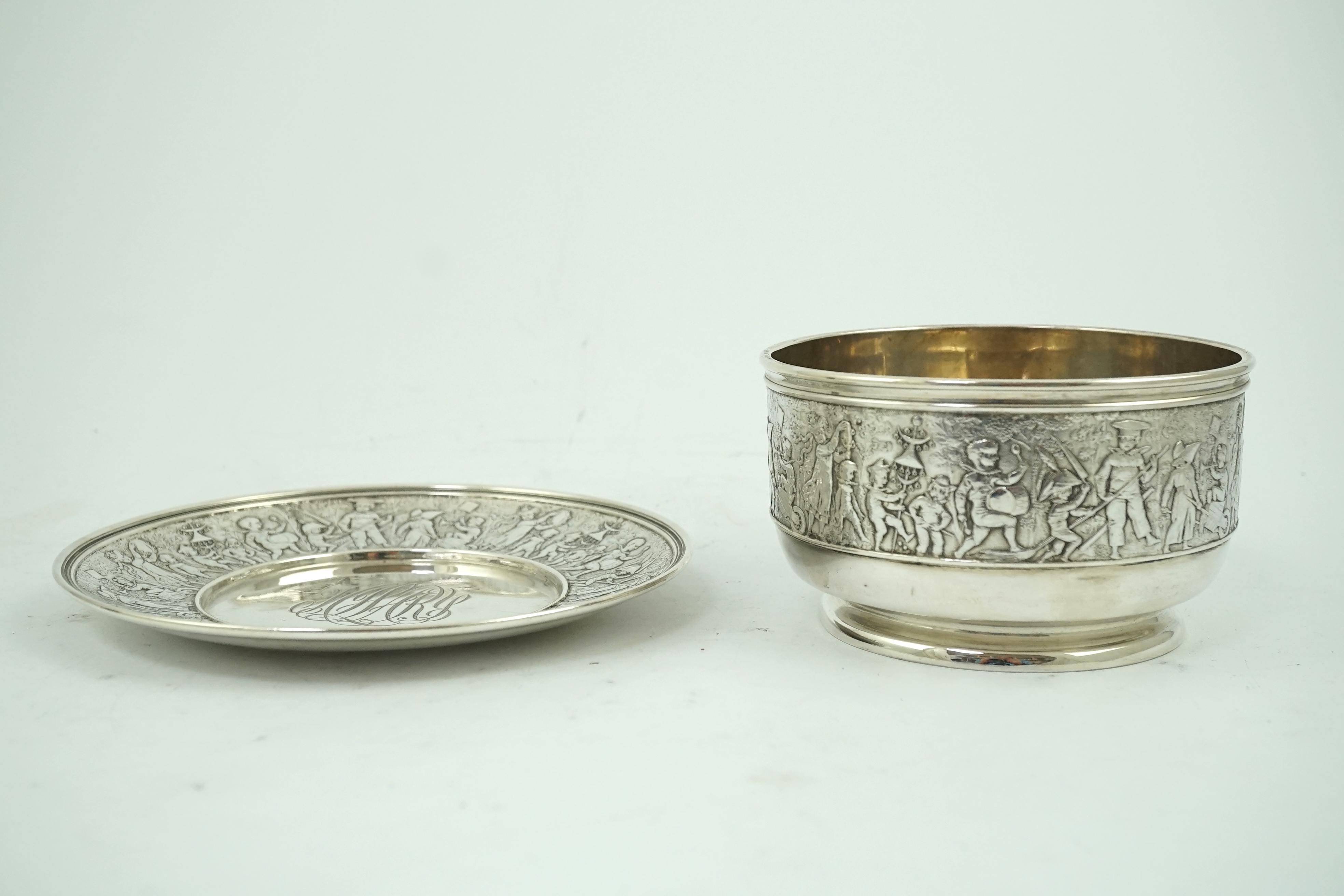 A late 19th/early 20th century Tiffany & Co sterling silver christening bowl on stand